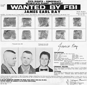 Civil Rights Prints: The FBI Wanted Poster for James Earl Ray