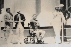 Wheelchair Prints: FDR in wheelchair aboard USS Indianapolis 1933 in photo by crewman Gerhard Stoeckel