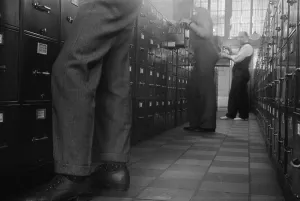 December Prints: Federal Government office workers searching files in Washington D.C. 1939