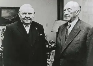 Black And Whiteportrait Prints: Federal Republic of Germany. The politicians Ludwig Erhard (left) and Konrad Adenauer