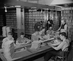 Shelves Prints: Federal workers in the patent office file room