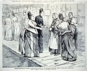 Suffrage Prints: Female suffrage in Kansas. Ladies of Leavenworth soliciting votes at the polls