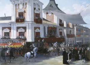 Alfonso Xii 1857 1885 Prints: FERNANDEZ SANAHUJA, Manuel (1835-1884). The Royal Carriage before the City Hall