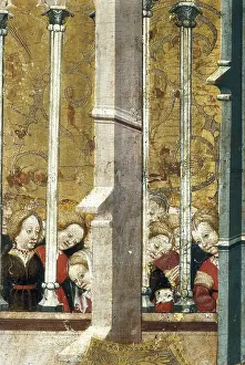 FERRER II, Jaume (15th century). Altarpiece from Verd. 1432-1434. Altarpiece compartment with the Annunciation. Gothic art. Tempera on wood. SPAIN. Vic. Vic Episcopal Museum