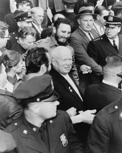 Soviets Prints: Fidel Castro and Nikita Khrushchev in the midst of a New York City crowd during the 1960 United Nations General