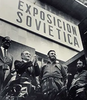 Fidel Castro (third on the left) in the opening of the Soviet Exhibition in la Habana (1960)