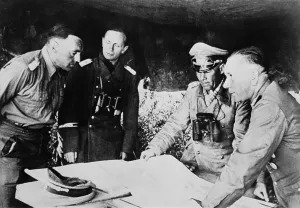 Libya Prints: Field Marshal Erwin Rommel confers with his staff on the Libyan front, July 1942