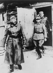 Field Marshall Prints: Field Marshall Erich von Manstein with German military men on an inspection tour in Russia 1941-43