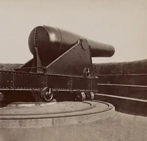 Technology Prints: Fifteen-inch gun of the Battery Rodgers on the Potomac River during the US Civil War