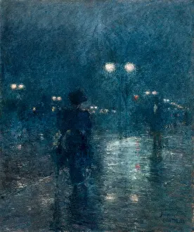 Impressionism Prints: Fifth Avenue Nocturne, 1895, by Childe Hassam