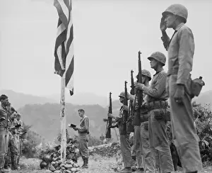 Mourning Prints: Fifth Marine Regiment, Memorial Services held in the field during the Korean War