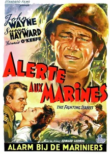 Jbp11fb18 Prints: THE FIGHTING SEABEES (aka ALERTE AUX MARINES), John Wayne, (Belgian poster art), 1944