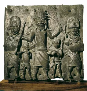 Rites Prints: Figure of Oba and gods. Embossed bronze