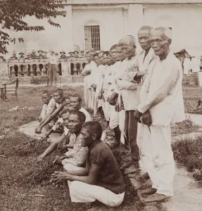 Lcgr1706 Prints: Filipino insurgents as prisoners of war at Pasig, Philippine Islands, 1899