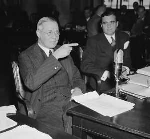 Financier Prints: Financier George Whitney, testifies to Congress on Dec