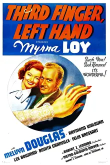 Myrna Prints: THIRD FINGER, LEFT HAND, US poster, from left: Myrna Loy, Melvyn Douglas, 1940
