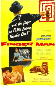 Murder Prints: FINGER MAN, US poster, bottom inset: Frank Lovejoy, Peggie Castle, 1955