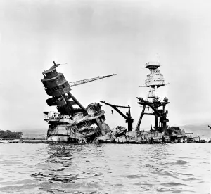 Images Dated 2nd August 2007: After the fire. Battered by aerial torpedoes and bomb hits