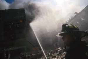 Fireman Prints: Fire fighter at World Trade Center site following September 11th terrorist attack