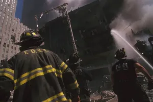 Fireman Prints: Fire fighter at World Trade Center site following September 11th terrorist attack