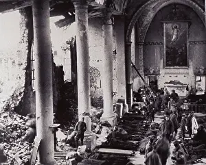 Patients Prints: A first aid station in a bombed-out church