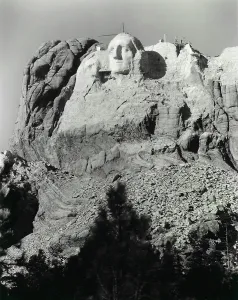 Granite Prints: The first attempt at Thomas Jefferson on Mount Rushmore to the left of George Washington's head