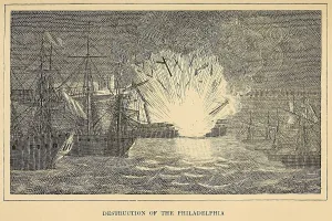 Libya Prints: First Barbary War 1801-1805. Destruction of the USS Philadelphia in Tripoli Harbor