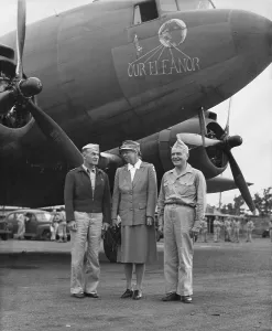 Liberals Prints: First Lady Eleanor Roosevelt with Admiral Halsey (right) in August-Sept. 1943