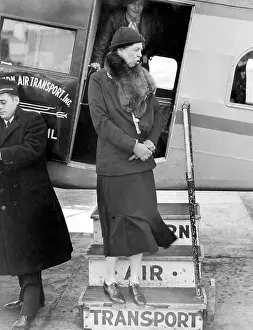 Airplane Prints: First Lady Eleanor Roosevelt, completes the first flight ever made by a President's wife when she flew from Newark