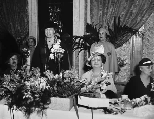 Curled Prints: First Lady Eleanor Roosevelt speaks at luncheon of Womens League of United Synagogues in 1936