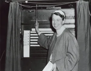 Machine Prints: First Lady Eleanor Roosevelt votes at Hyde Park