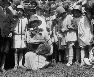 Holidays Prints: First Lady Grace Coolidge with her pet raccoon