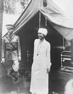 Security Prints: First Lady Grace Coolidge visiting the Marine camp which guards traveling President Calvin Coolidge