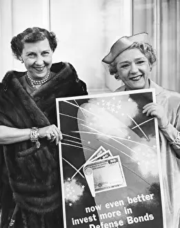 Movie Stars Prints: First Lady Mamie Eisenhower and Actress Mary Pickford promote Defense Bonds. April 1, 1953