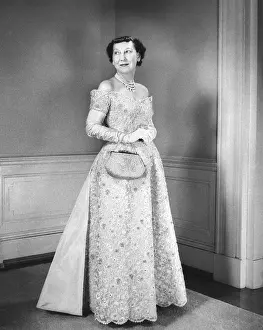 Formal Dress Prints: First Lady Mamie Eisenhower in her beaded inaugural gown