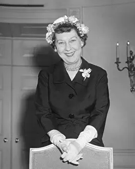 White Gloves Prints: First Lady Mamie Eisenhower. Portrait taken during state visit of Queen Elizabeth