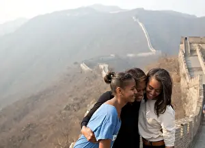 Sasha Prints: First Lady Michelle Obama and daughters Sasha and Malia on the Great Wall of China