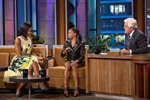 Entertainers Prints: First Lady Michelle Obama and Olympic gymnast Gabby Douglas on the Tonight Show with Jay Leno