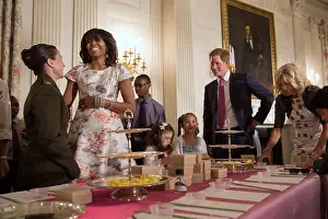 Activity Prints: First Lady Michelle Obama, Prince Harry of Wales, and Dr. Jill Biden at the White House