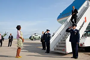 Salutes Prints: First Lady Michelle Obama waits to greet the President Obama at JFK Airport in NYC
