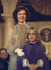 Mothers Prints: First Lady Rosalynn Carter and 10 year old daughter Amy attend an inaugural ball on January 20