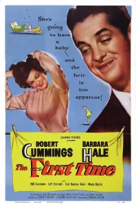 Hale Prints: THE FIRST TIME, US poster art, from left: Barbara Hale, Robert Cummings, 1952