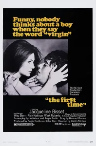 Sexual Prints: THE FIRST TIME, US poster, from left: Jacqueline Bisset, Wes Stern, 1969