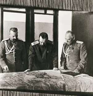Fine Art Prints: First Wolrd War (1915). Tsar Nicholas II together with the Russian General Staff