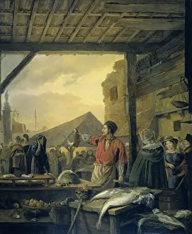Belgium Prints: The Fish Market in Antwerp, by Ignatius Josephus Van Regemorter