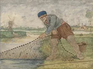 16th Century Prints: A Fisherman Hauling in his Net