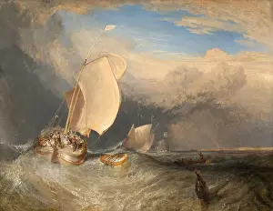 English Prints: Fishing Boats with Hucksters Bargaining for Fish