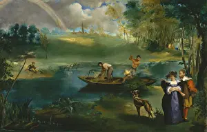Couples Prints: Fishing, by Edouard Manet, 1862-63, French impressionist painting, oil on canvas