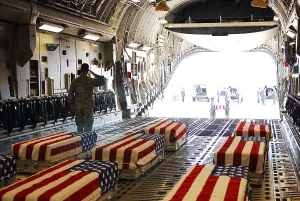 Salute Prints: Flag draped coffins of five US soldiers killed at Fort Hood
