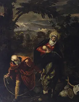 Holy Family Prints: Flight into Egypt, by Jacopo Robusti known as Tintoretto